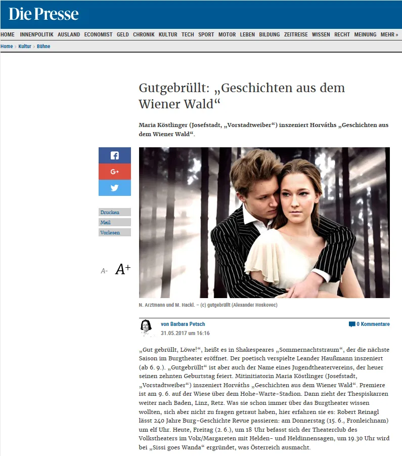 Press clipping about gutgebrüllt