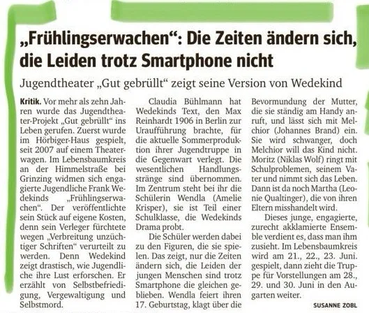 Press clipping about gutgebrüllt
